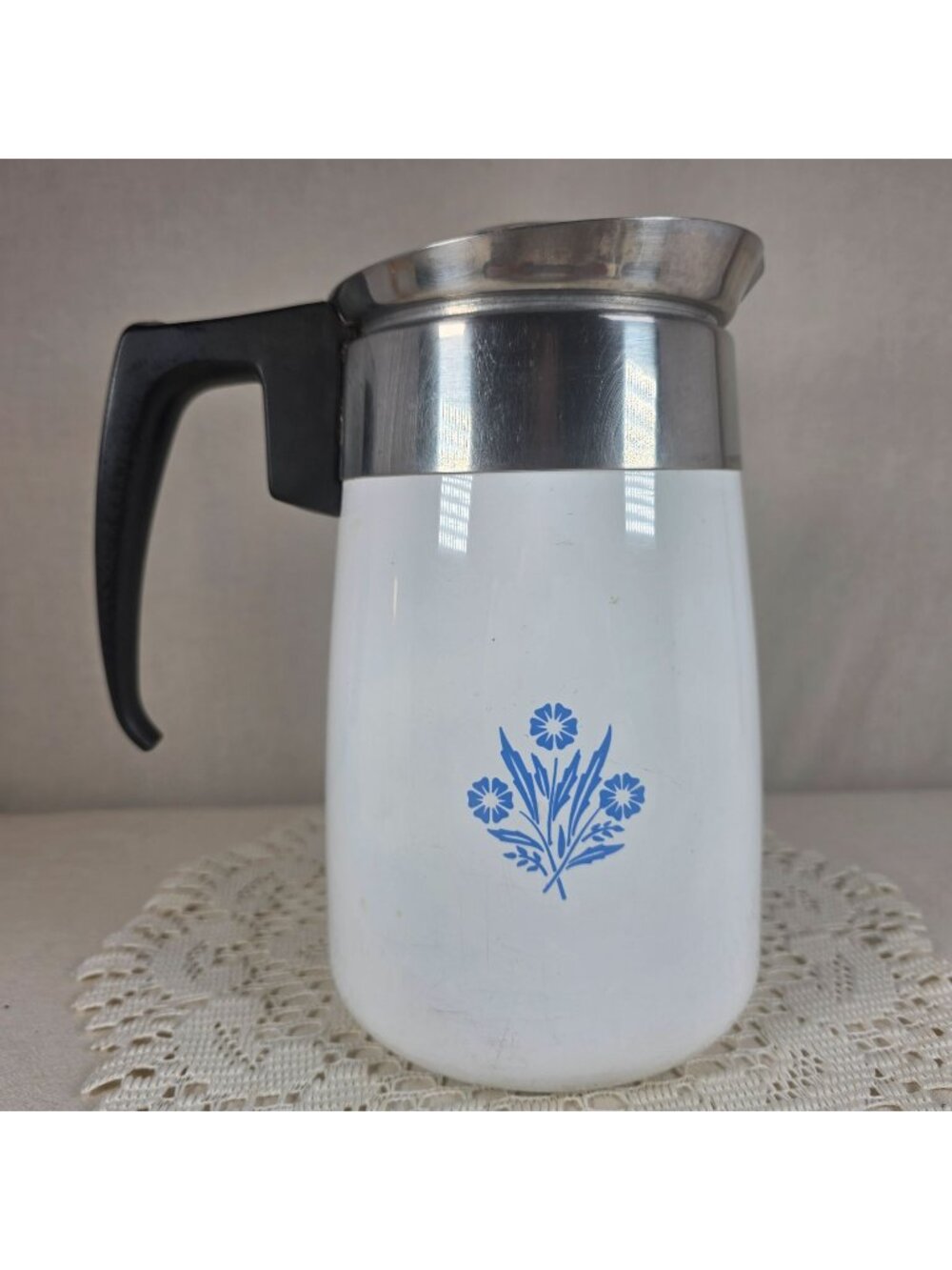 Corning ware Blue Cornflower 6 Cup Coffee Pot Teapot w/Lid Vintage No Insert